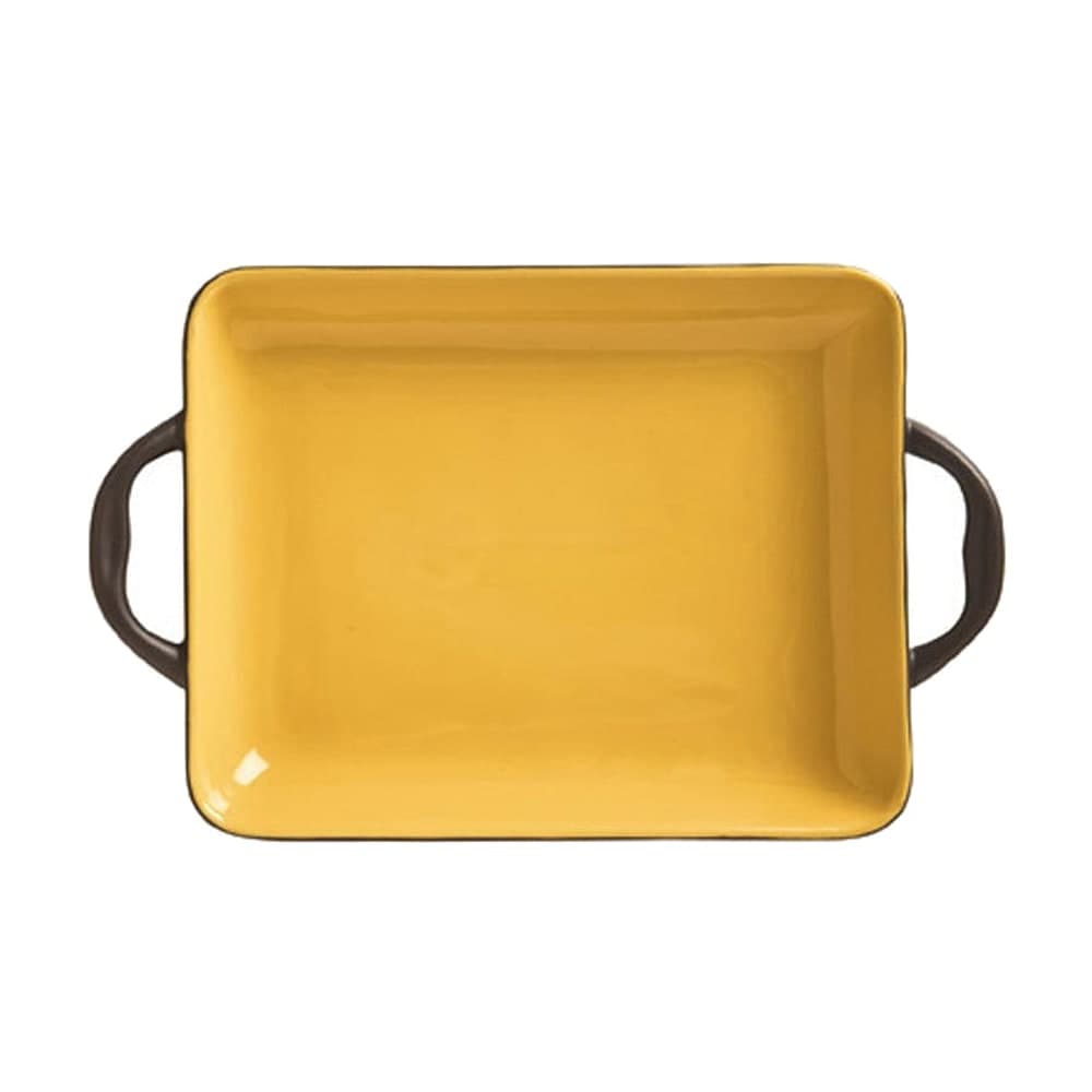 Libbey CBB-003 23 oz Coos Bay Rectangular Tray with Handles - Ceramic, Butter