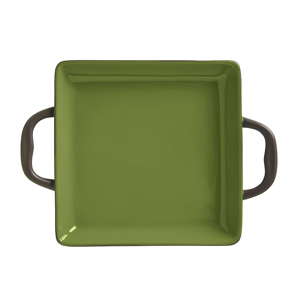 Libbey CBO-001 3 1/2 oz Coos Bay Square Tray with Handles - Ceramic, Olive