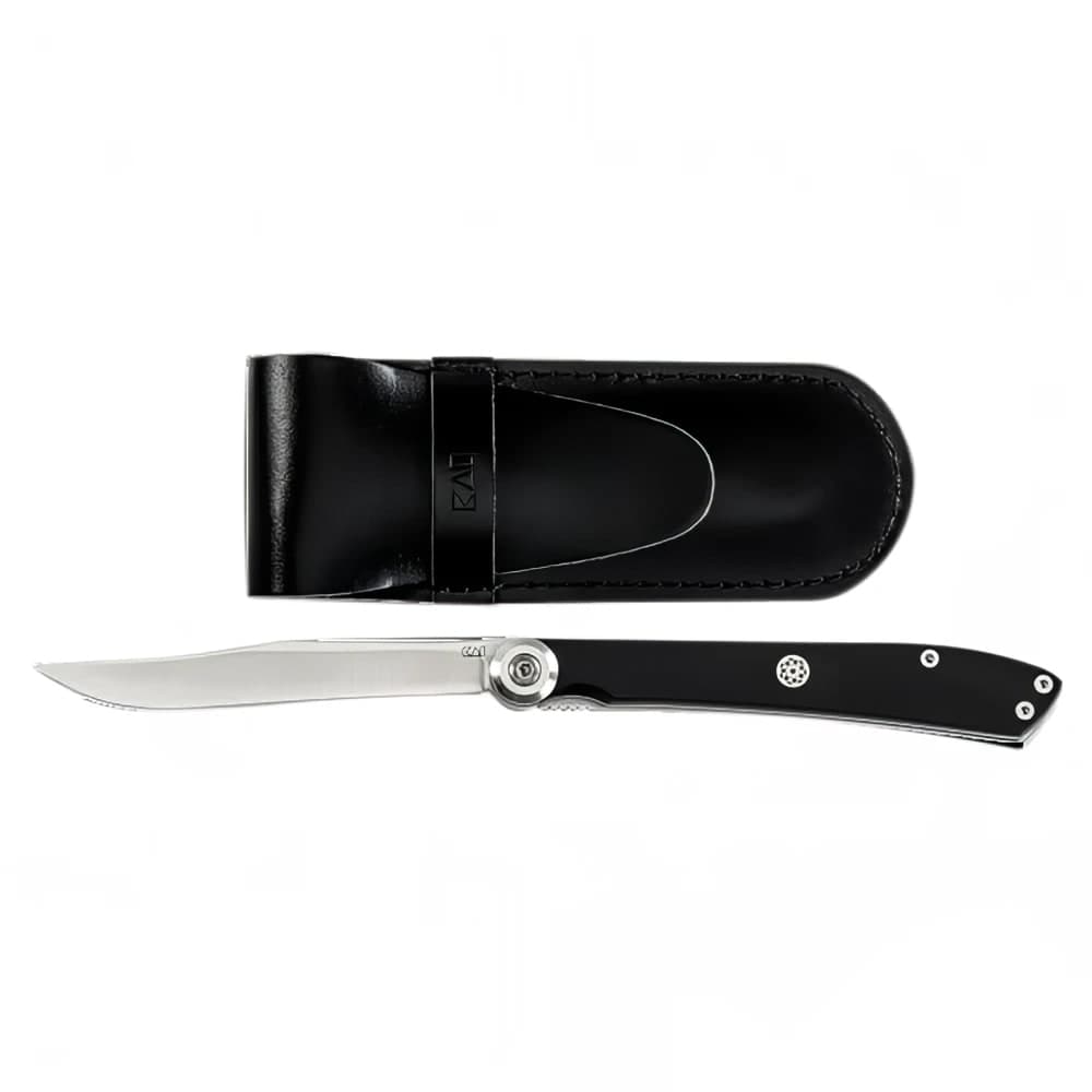 Shun 7 5/8" Folding Steak Knife w/ 3" Blade, Black POM Handle (5700X)