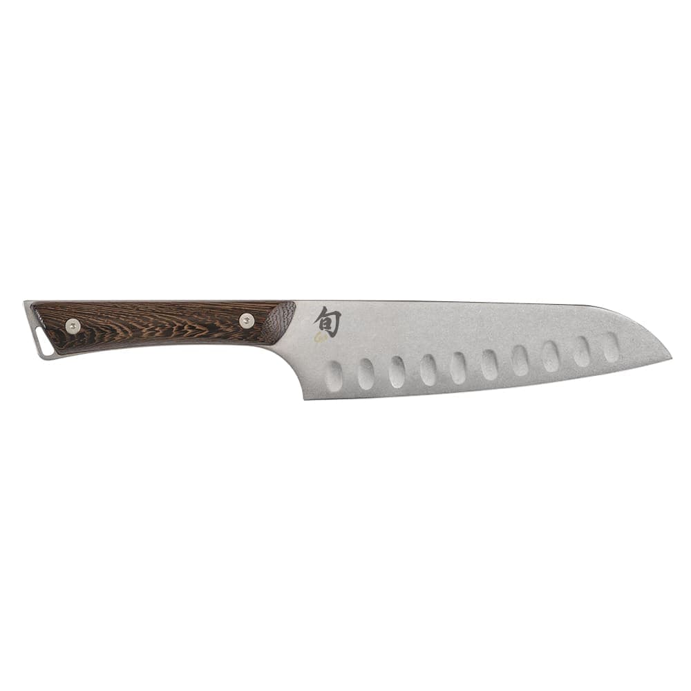 Shun 7" Hollow-Ground Santoku Knife w/ Tagayasan Wood Handle, Stainless Steel Blade (SWT0718)