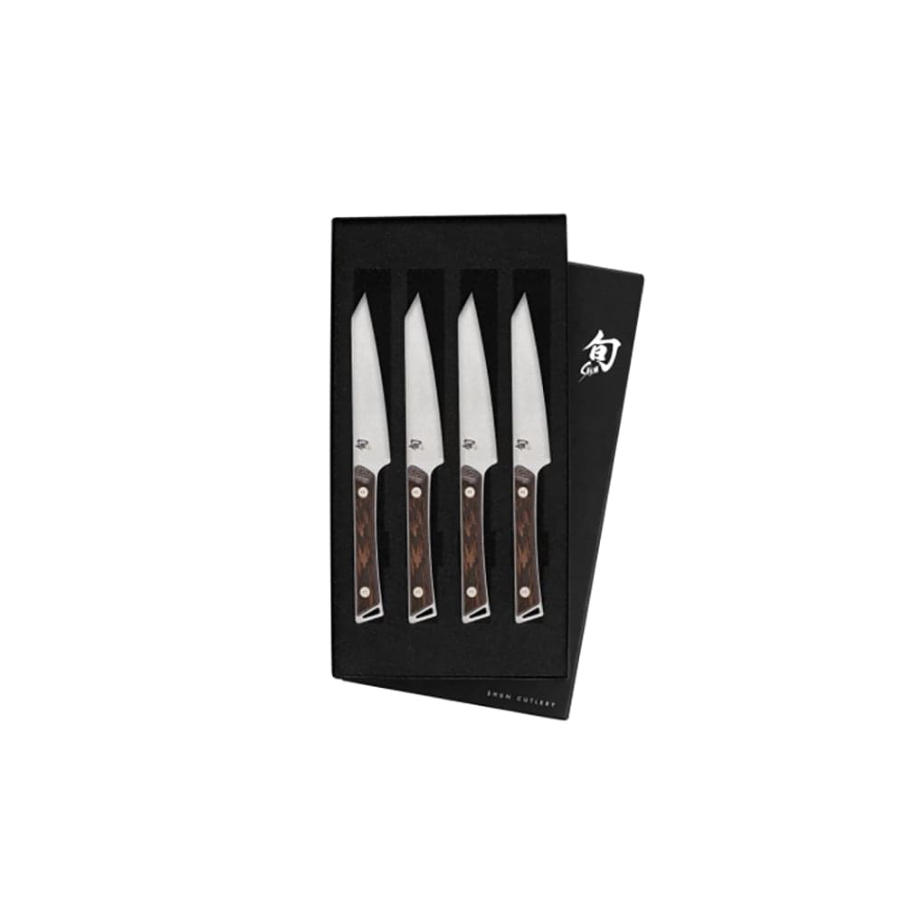 Shun 4 Piece Kanso Steak Knife Set w/ Tagayasan Wood Handle, Stainless Steel (SWTS0430)
