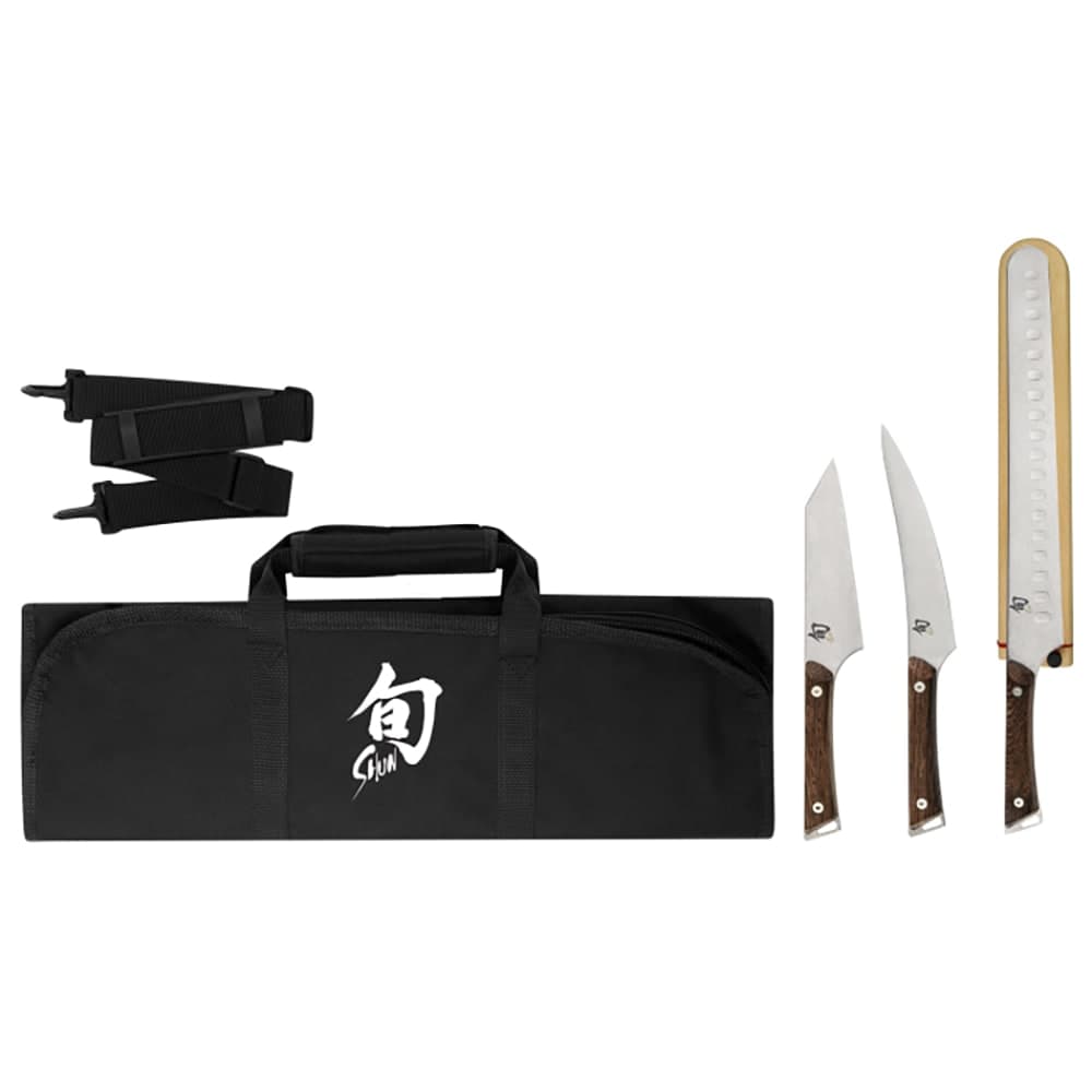 Shun 4 piece BBQ Knife Set w/ Knife Roll (SWTS0450)