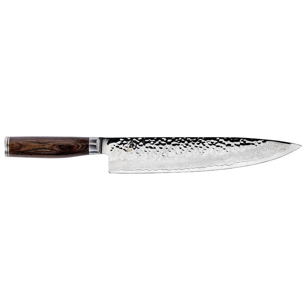 Shun Premier Chef Knife, 10" Damascus-Hammered Blade w/ Walnut Handle (TDM0707)