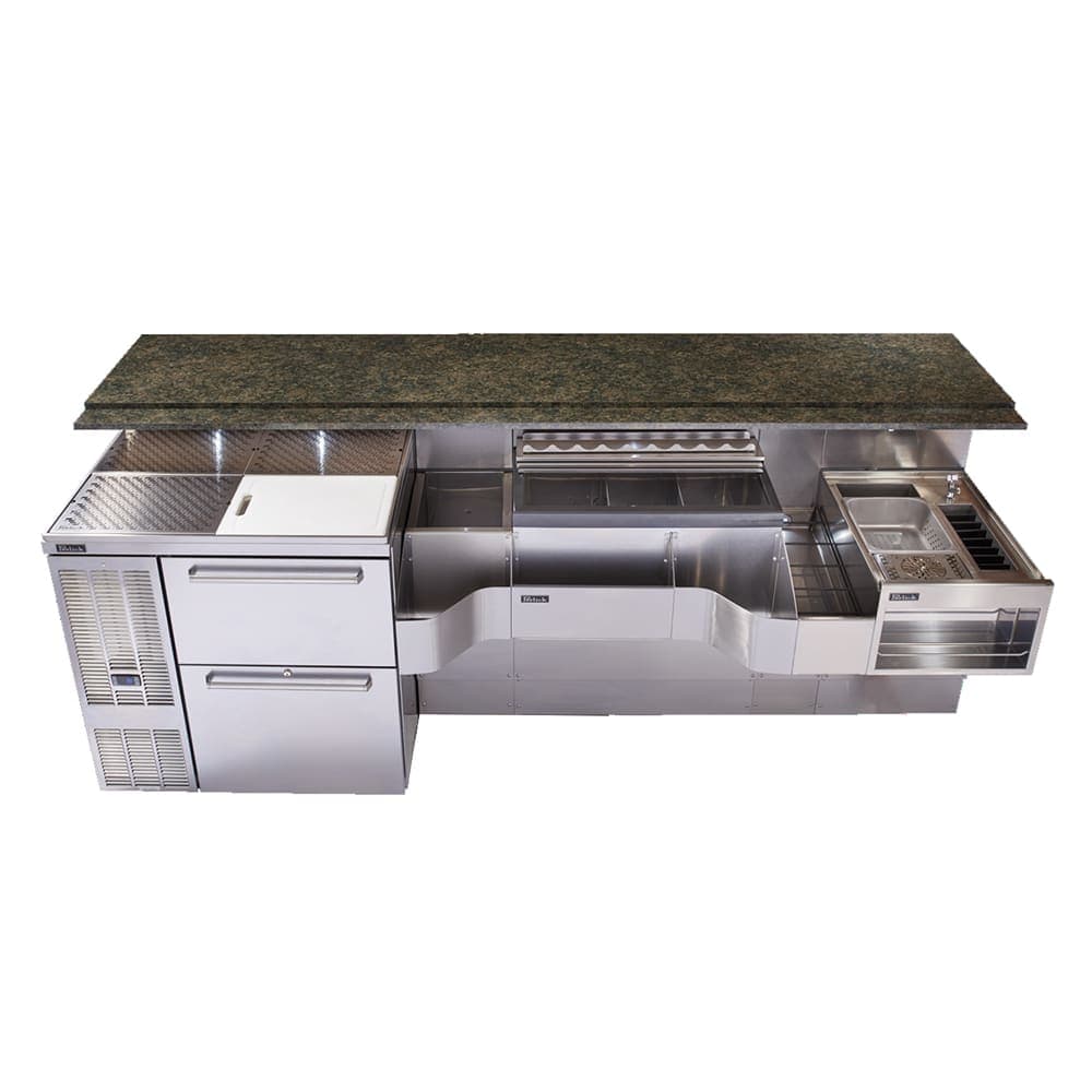 Perlick PTE68-A-WF 68" Tobin Ellis Cocktail Station w/ 64 lb Ice Bin, Stainless Steel