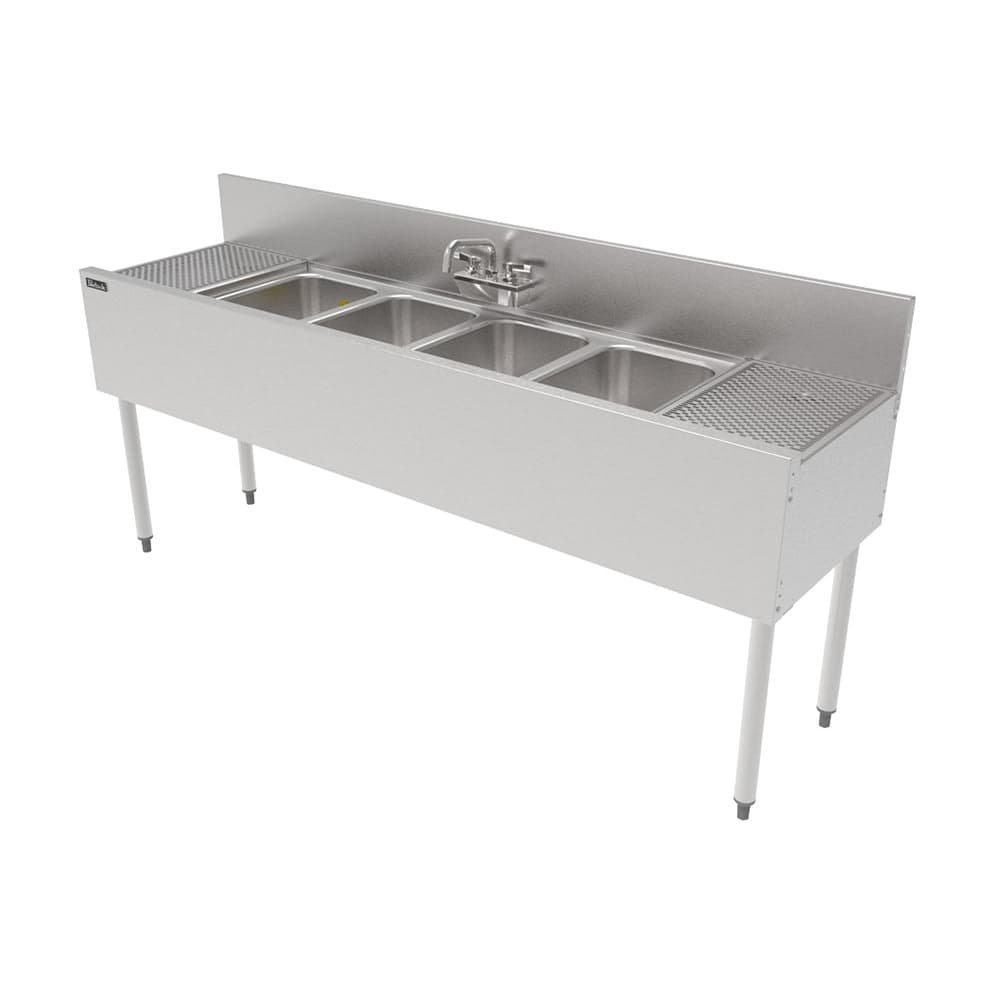 Perlick TS72M4-DB-STK 72" 3 Compartment Sink w/ 10"L x 14"W Bowl, 9 1/4" Deep