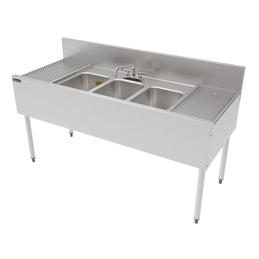 Perlick TSF60M3-DB 60" 3 Compartment Sink w/ 14"L x 10"W Bowl, 9 1/4" Deep