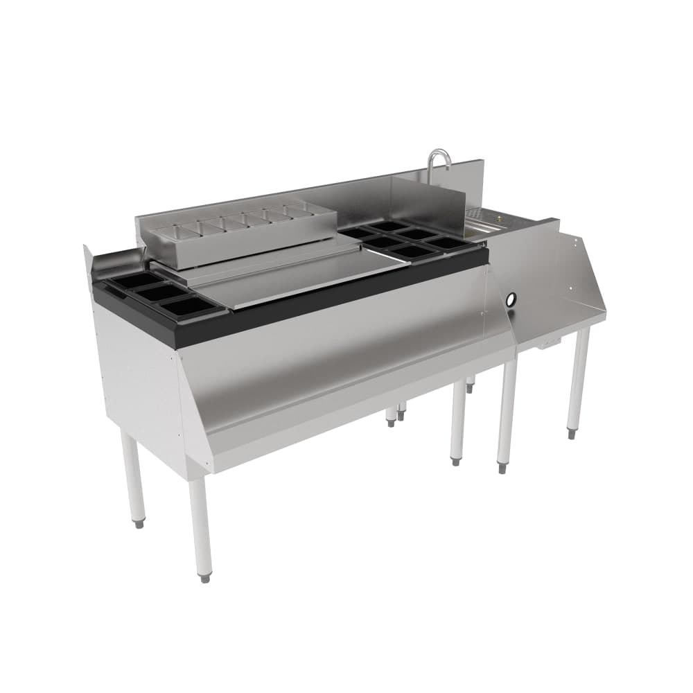 Perlick UCS60A 60-in Cocktail Station: Ice Chest, Bottle Wells, 18-in Blender w/ Sink