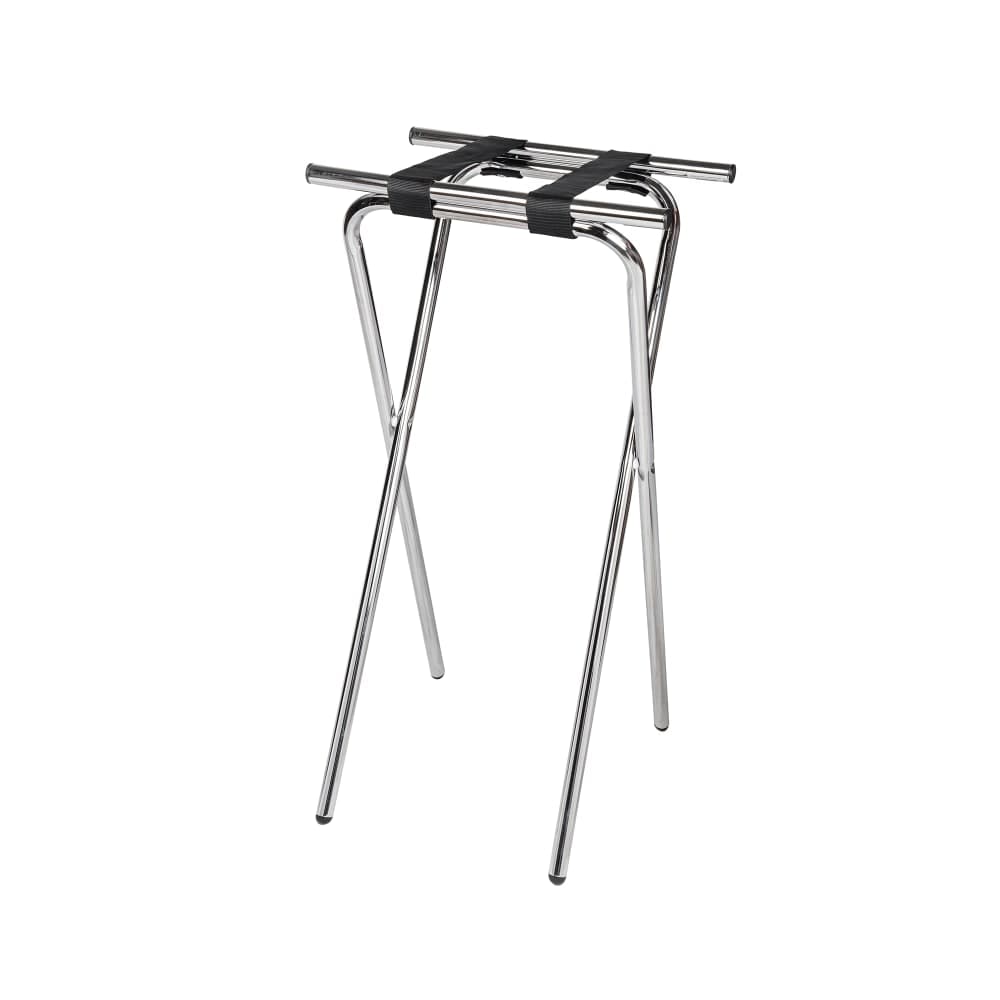 CSL 36"H Folding Tray Stand w/ Black Straps - 19" x 15" Top, Steel Frame w/ Chrome Finish (1036-1)