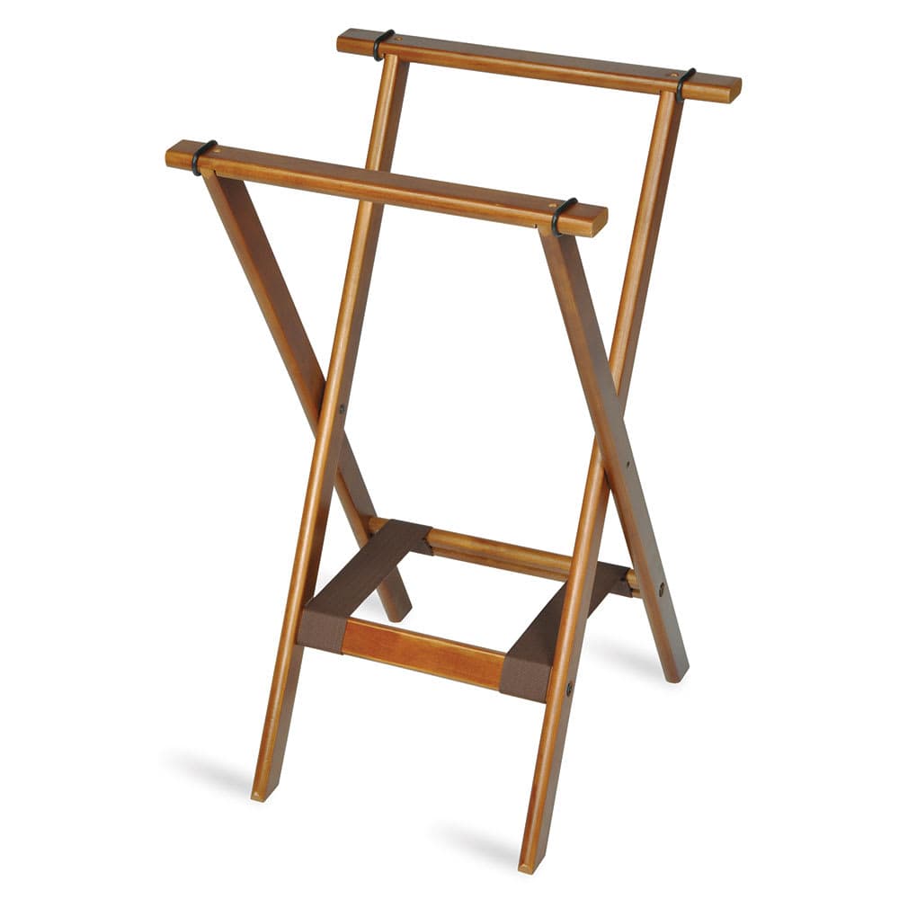 CSL Deluxe Tray Stand w/ Bottom Brown Strap, Wooden (1170BSO-1)