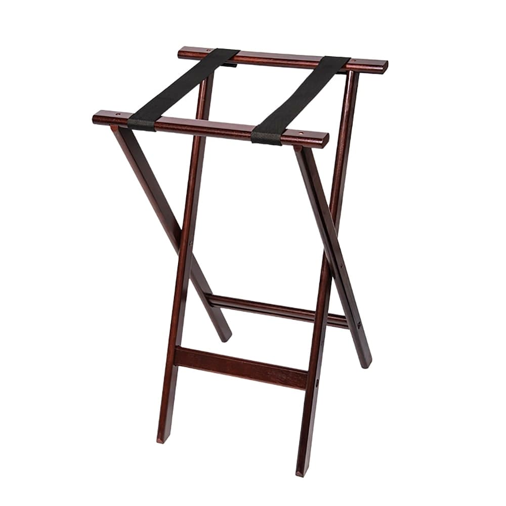 CSL 30"H Folding Tray Stand w/ Black Straps - 18 1/2" x 17" Top, Wood Frame w/ Mahogany Finish (1170MAH)