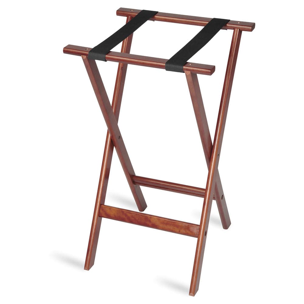 CSL 30" Flat Tray Stand w/ 2 Black Straps & Rounded Edge, Mahogany (1170MAH-1)