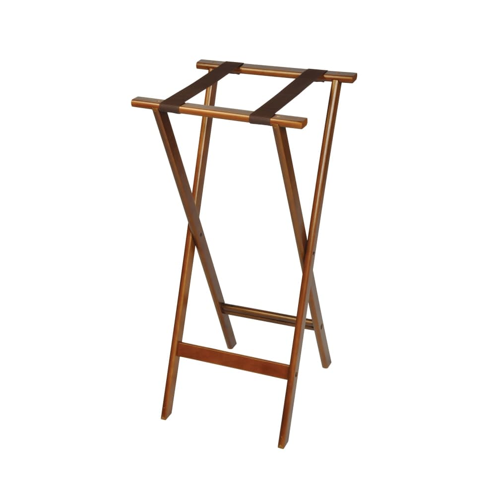 CSL 38" Extra Tall Flat Tray Stand w/ Brown Straps, Mahogany (1178-1)