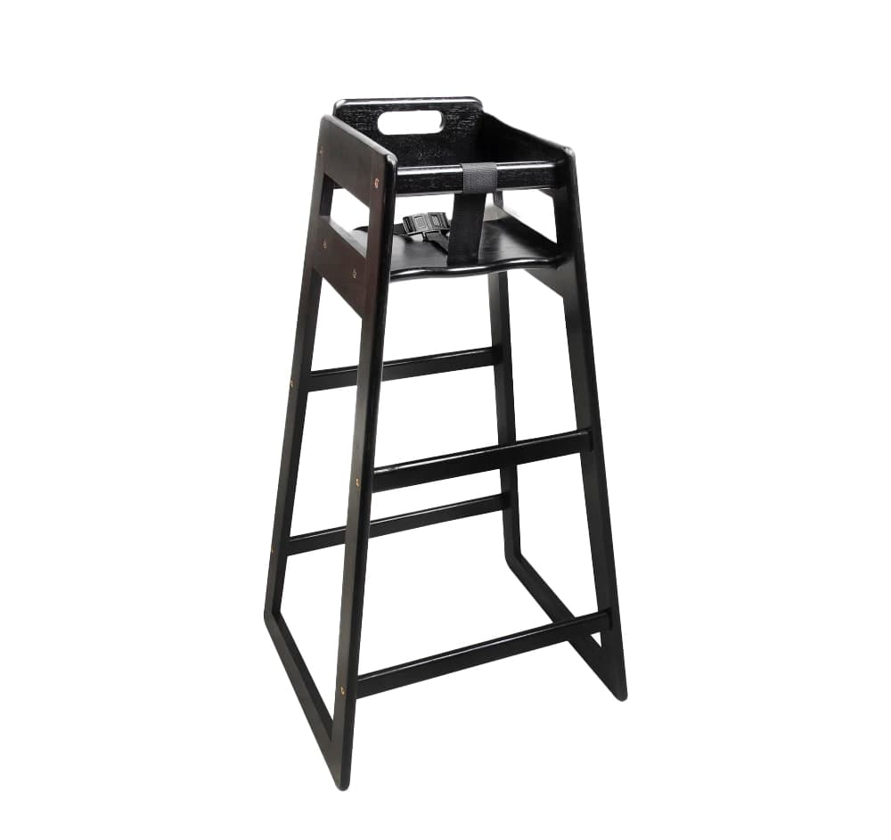 CSL 39 1/2" Pub Height Wood High Chair w/ Waist Strap, Black (910BL)
