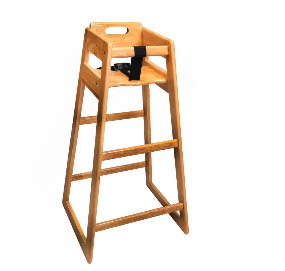 CSL 39 1/2" Pub Height Wood High Chair w/ Waist Strap, Light (910LT)