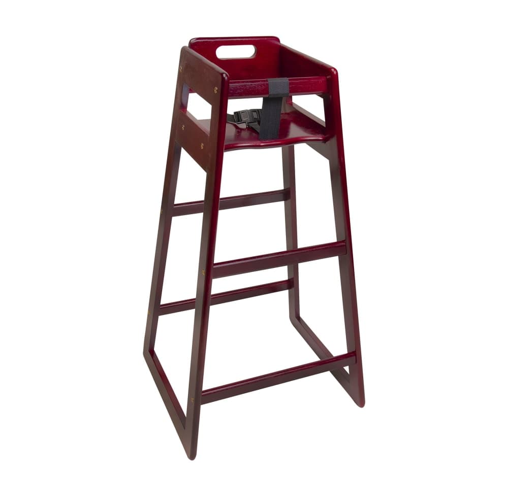 CSL 39 1/2" Pub Height Wood High Chair w/ Waist Strap, Mahogany (910MH)