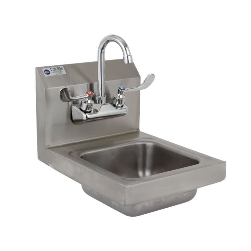Royal Industries Wall Mount Commercial Hand Sink w/ 9"L x 9"W x 5"D Bowl, Gooseneck Faucet (ROYHSW12)