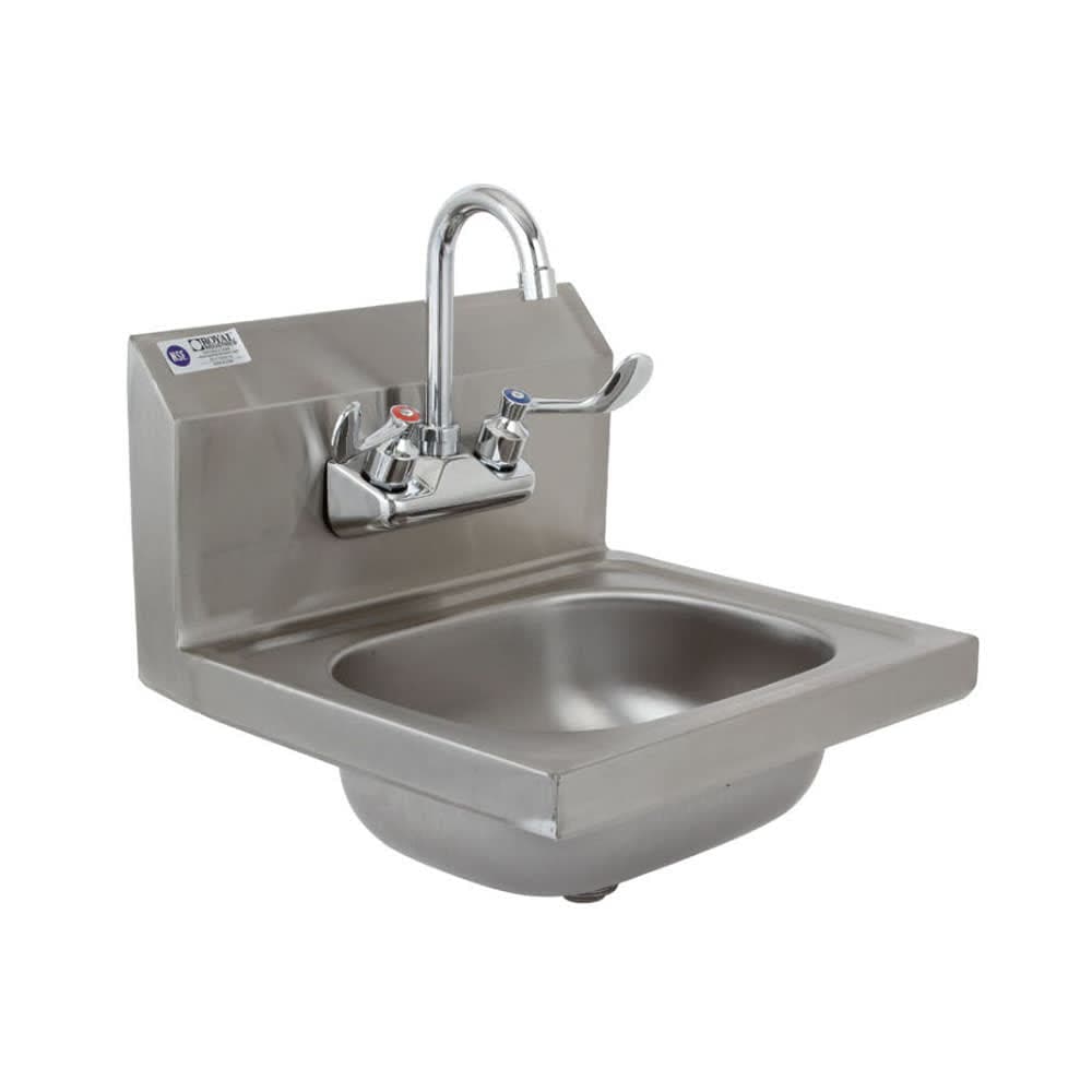 Royal Industries Wall Mount Commercial Hand Sink w/ 12 3/4"L x 10"W x 6"D Bowl, Gooseneck Faucet (ROYHSW15)