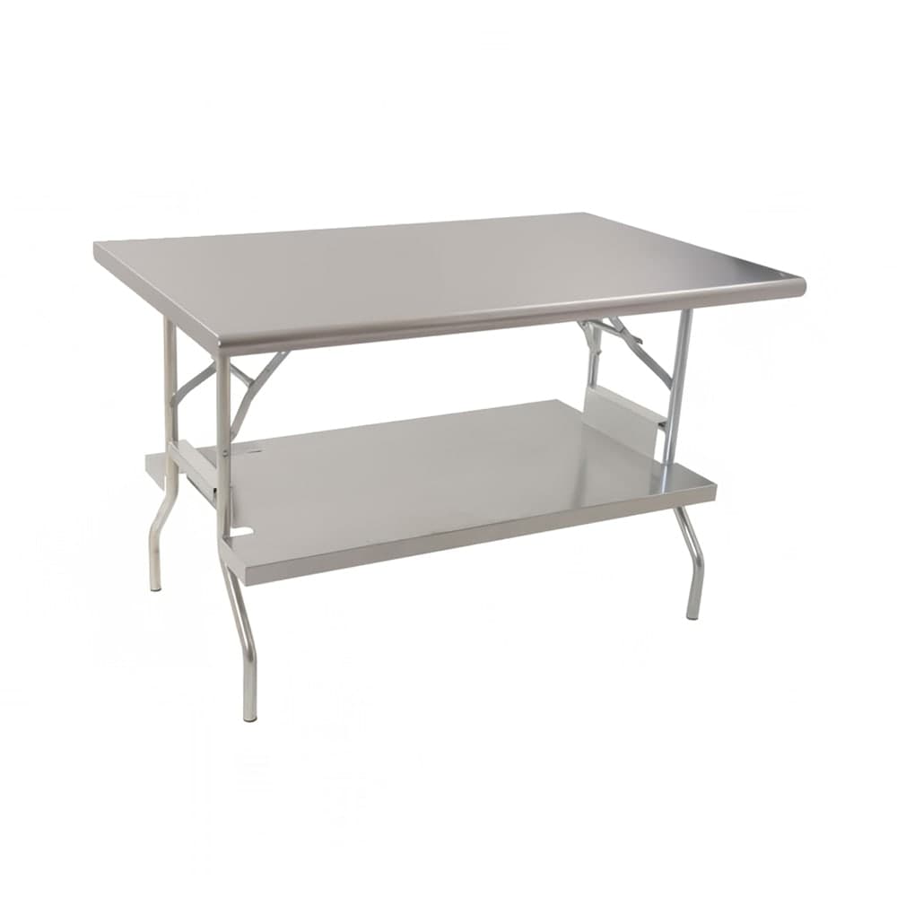 Royal Industries 72" 18 ga Folding Work Table w/ Undershelf & 430 Series Stainless Flat Top (ROY WTFS 3072)