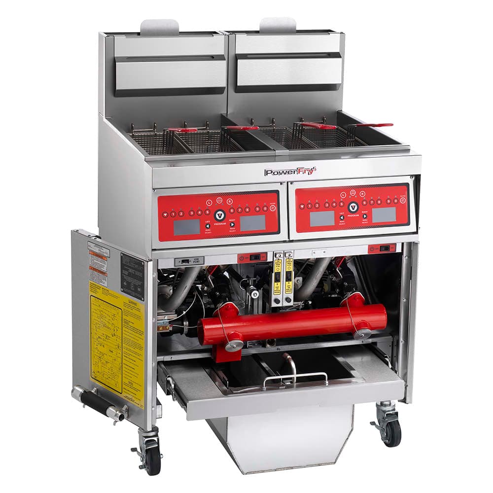 Vulcan 2TR45CF Gas Fryer - (2) 50 lb Vats, Floor Model, Liquid Propane