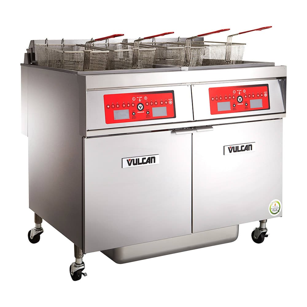 Vulcan 3VK45AF Gas Fryer - (3) 50 lb Vats, Floor Model, Natural Gas