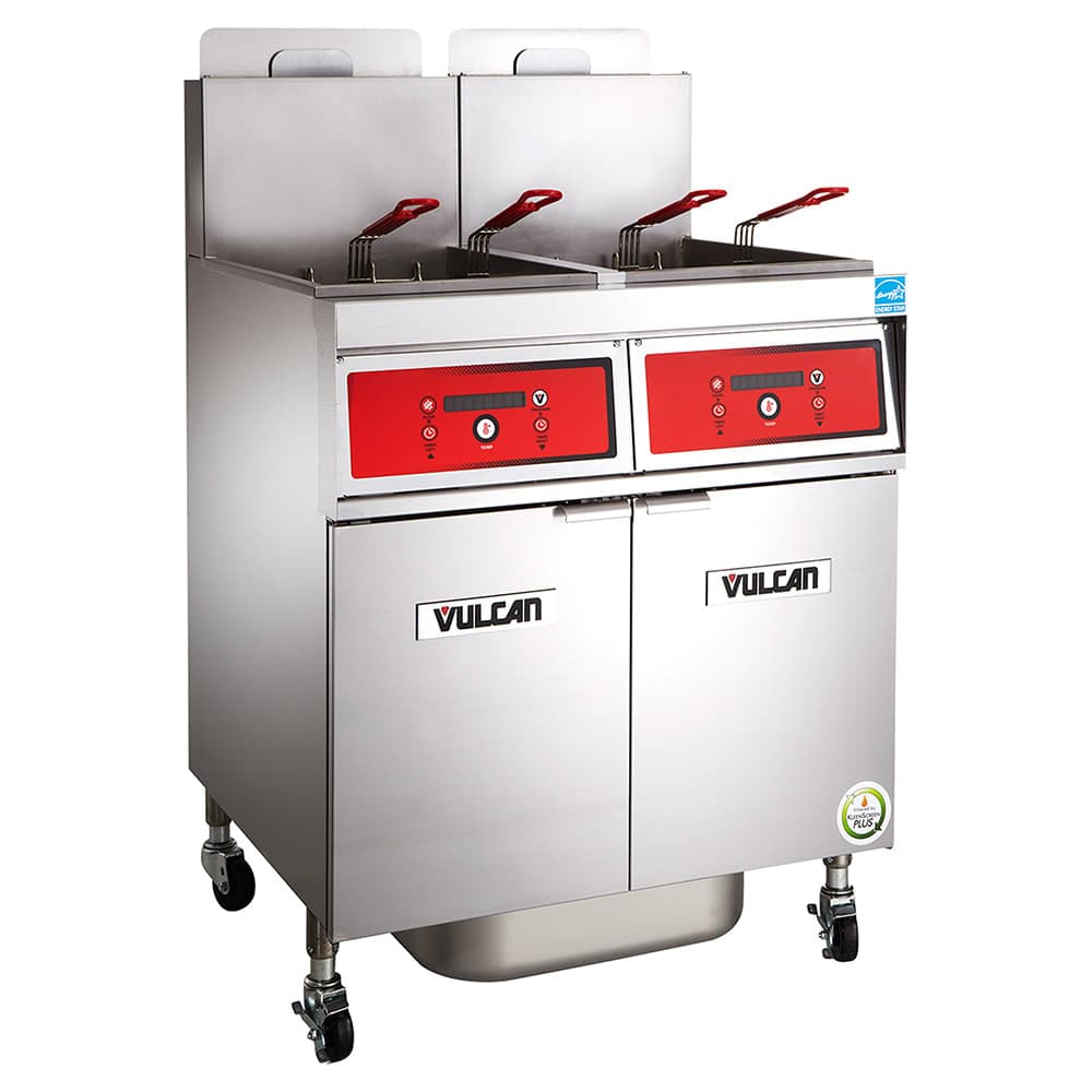Vulcan 4VK85DF Gas Fryer - (4) 90 lb Vats, Floor Model, Natural Gas