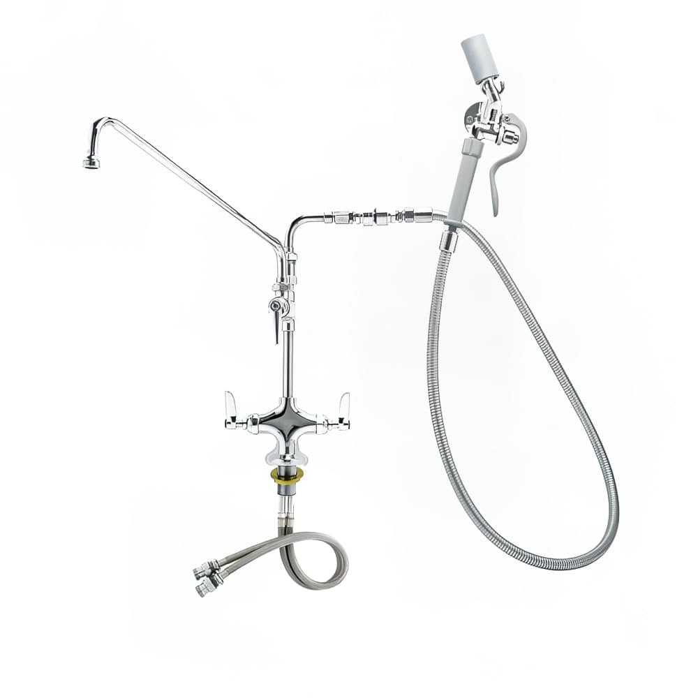 Vulcan DBPTYTS WSHDWN Double Pantry Deck Mount Faucet - 16" Swing Spout, Wash Down Hose