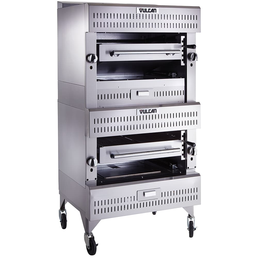 Vulcan VIR2NG Deck Broiler - Double Deck Burners, (2)25 1/2" x 24 1/2" Cooking Grids, Stainless Steel, Natural Gas