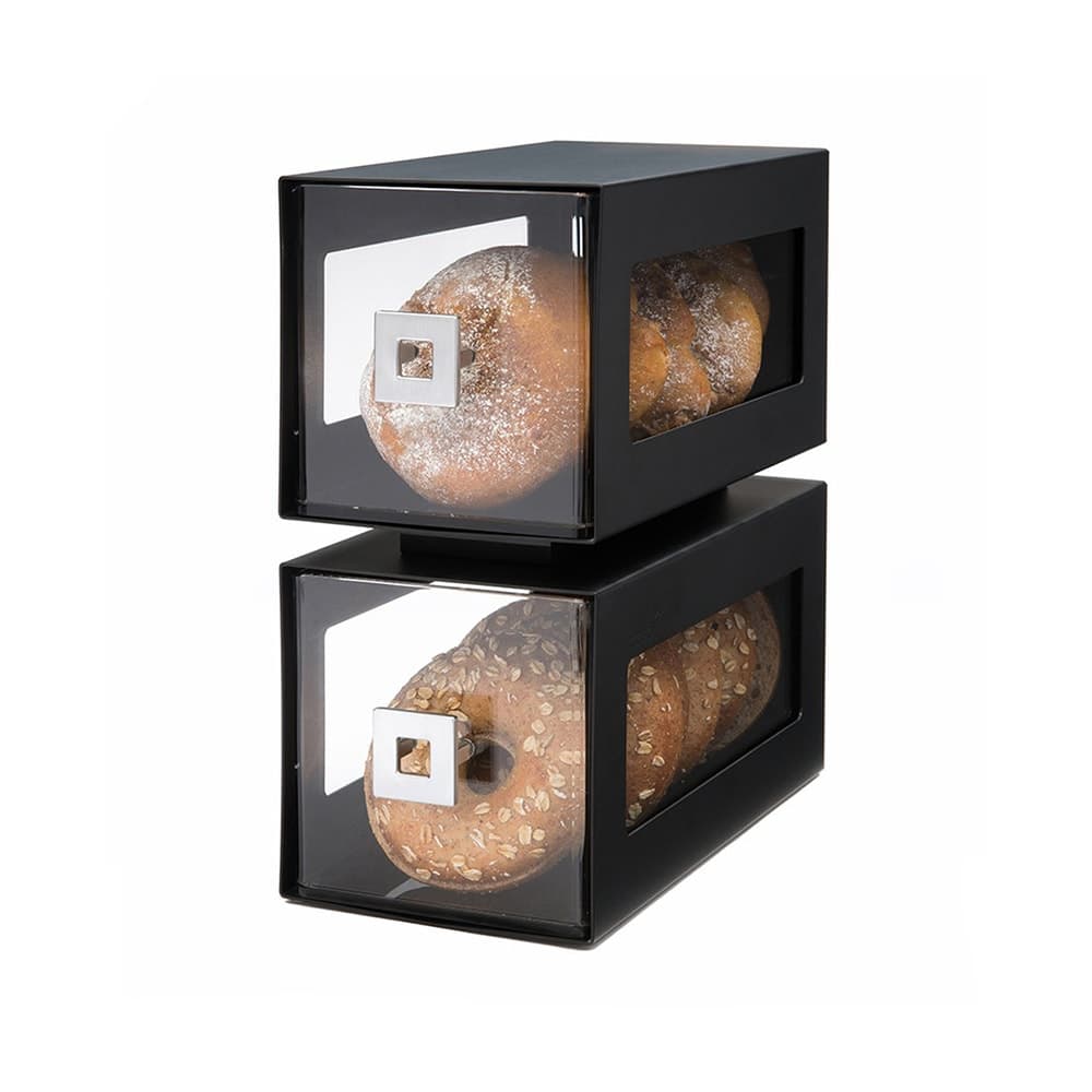 Rosseto 2 Drawer Countertop Bakery Display Case, Acrylic/Stainless, Black (BD101)