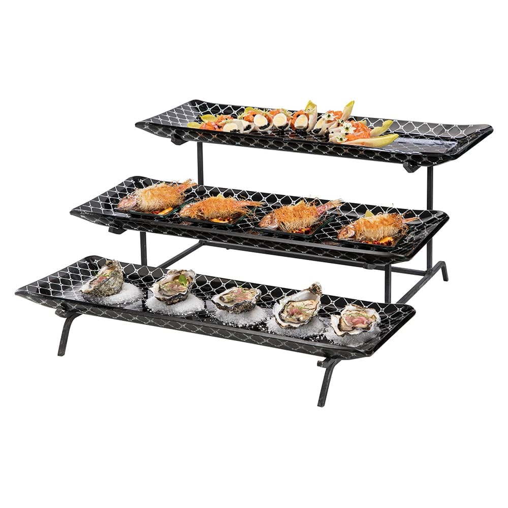 Rosseto 3 Level Display Stand w/ (3) Rectangular Glass Trays, Zenit Black (GST01B)