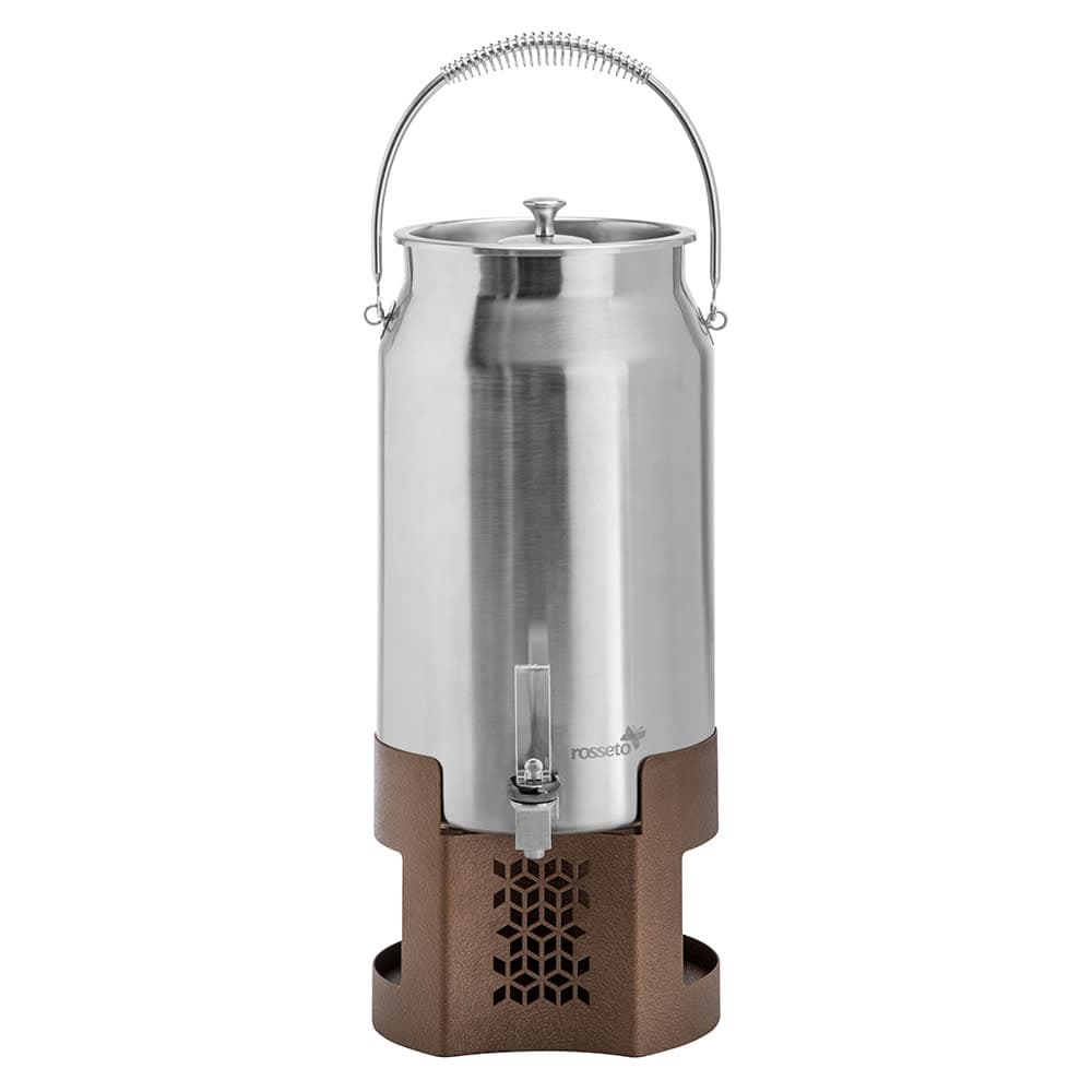 Rosseto 3 gal Milk Urn w/ Ice Basket, Brushed Stainless/Bronze Base (LD205)