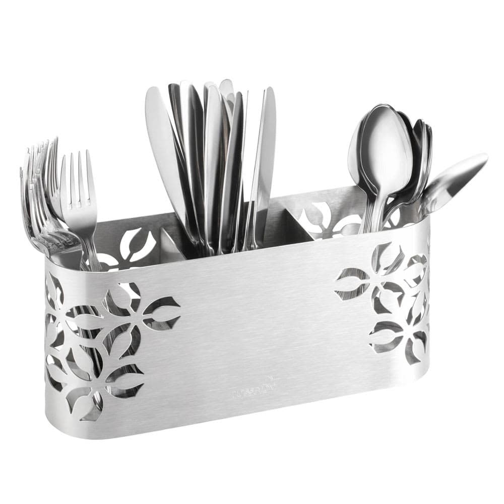 Rosseto 3 Compartment Flatware Holder - 11 13/16" x 3 1/4", Stainless (SM263)