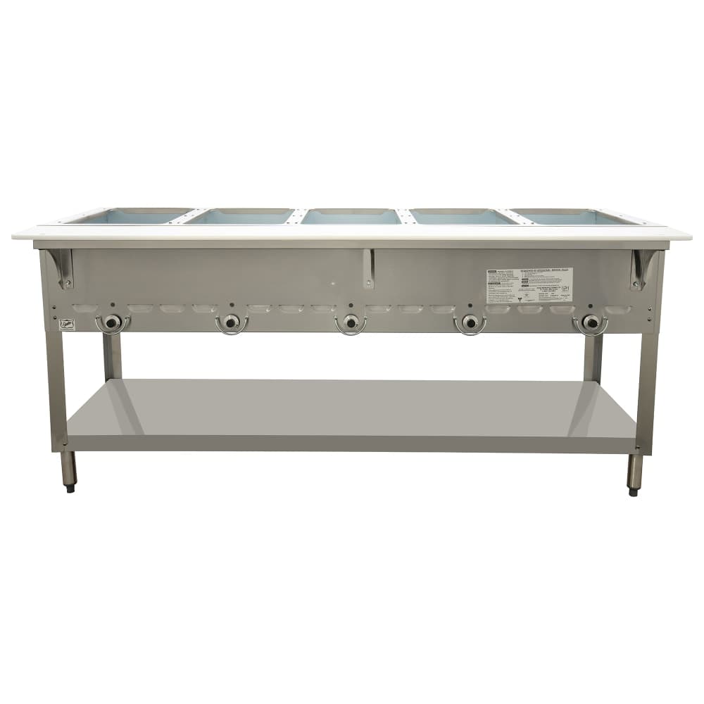 Duke 305 73" Hot Food Table w/ (5) Wells & Undershelf, Natural Gas