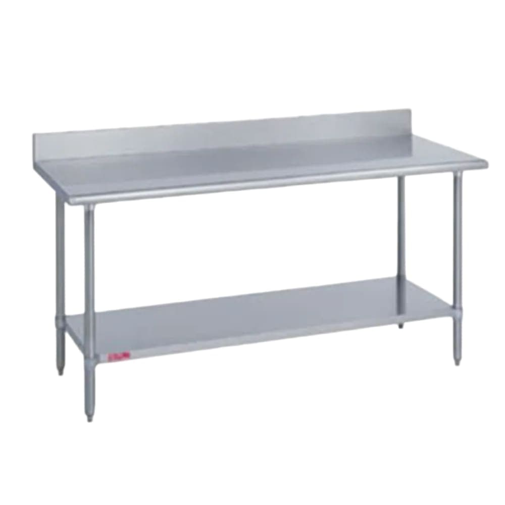 Duke 314-3636-5R 36" 14 ga Work Table w/ Undershelf & 300 Series Stainless Top, 4 3/5" Backsplash