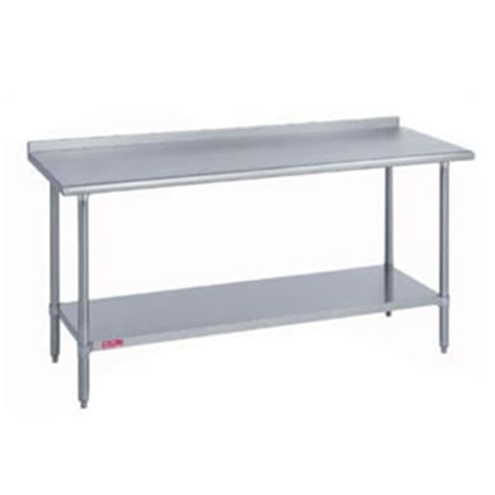 Duke 314S-2472-2R 72" 14 ga Work Table w/ Undershelf & 300 Series Stainless Top, 1 1/8" Backsplash