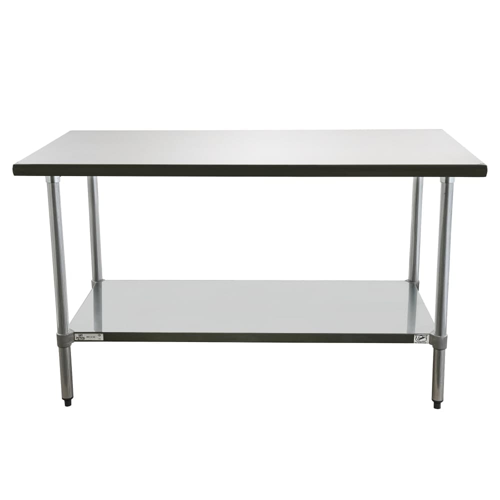 Duke 316S-2460-2R 60" 16 ga Work Table w/ Undershelf & 300 Series Stainless Top, 1 1/8" Backsplash