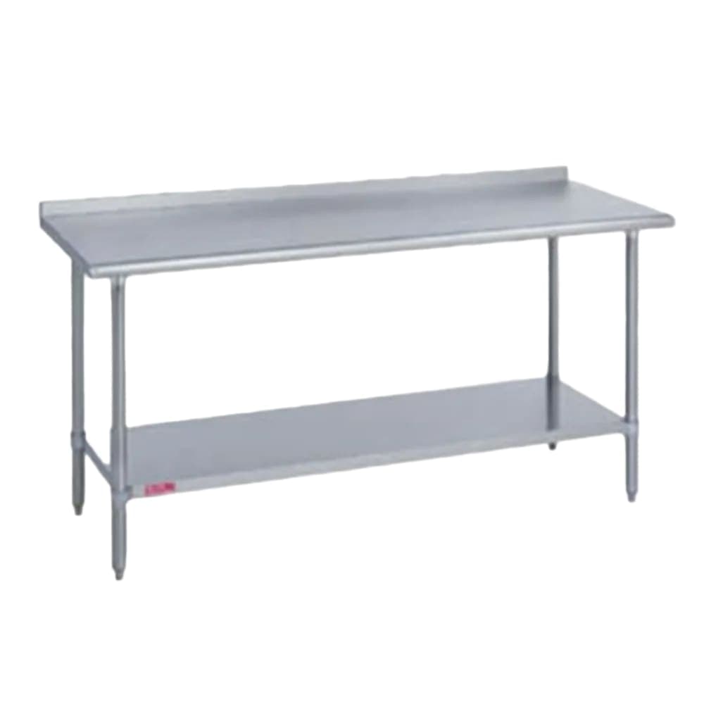 Duke 316S-2472-2R 72" 16 ga Work Table w/ Undershelf & 300 Series Stainless Top, 1 1/8" Backsplash