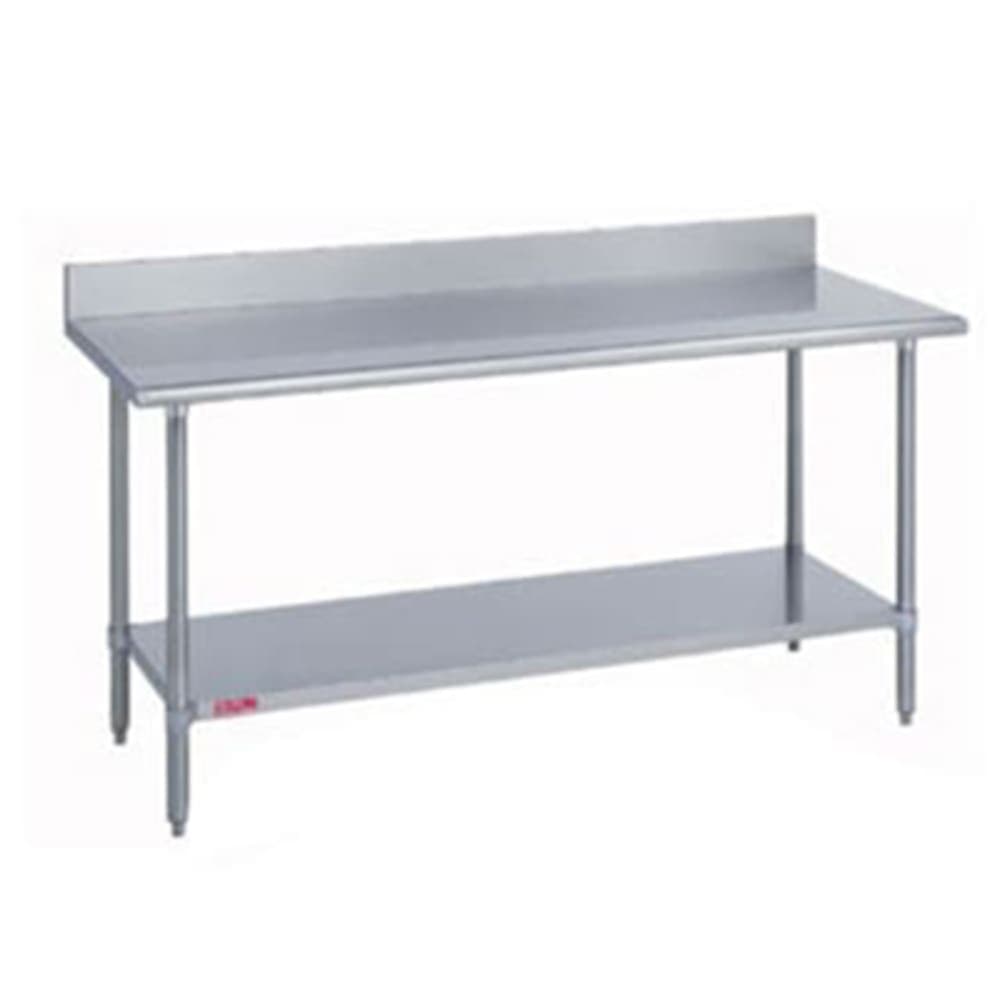 Duke 316S-3096-5R 96" 16 ga Work Table w/ Undershelf & 300 Series Stainless Top, 4 3/5" Backsplash