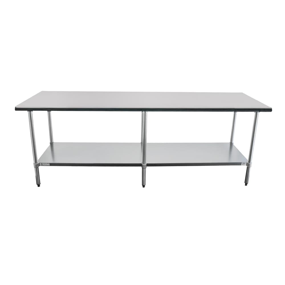 Duke 418-2496-2R 96" 18 ga Work Table w/ Undershelf & 400 Series Stainless Top, 1 1/8" Backsplash