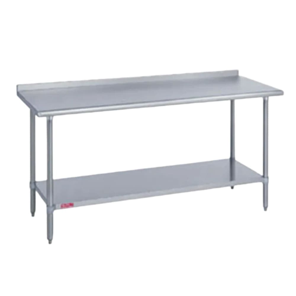 Duke 418-3096-2R 96" 18 ga Work Table w/ Undershelf & 400 Series Stainless Top, 1 1/8" Backsplash