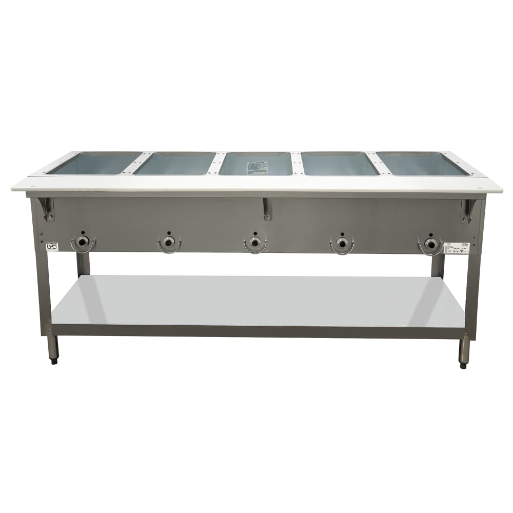 Duke E305 72 3/8" Hot Food Table w/ (5) Wells & Cutting Board, 120v
