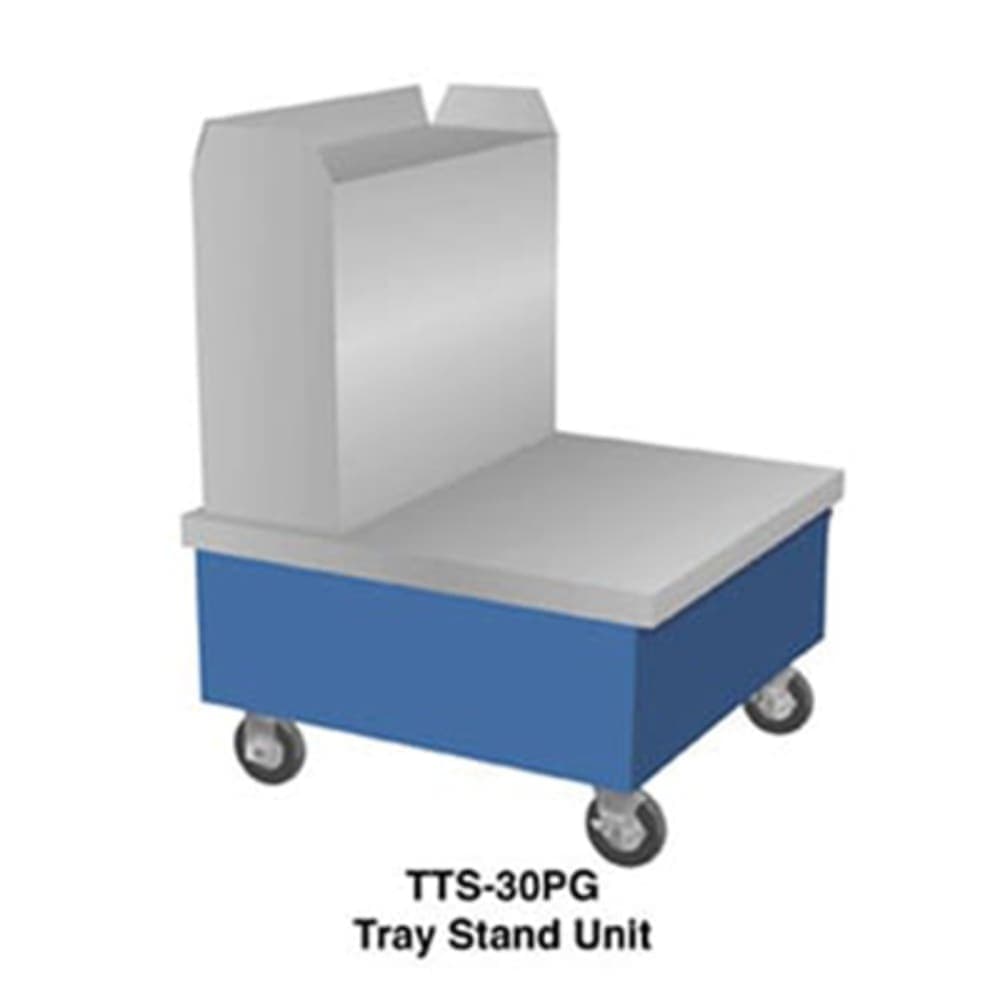 Duke TTS-32SS 32" Mobile Tray Stand Unit w/ Stainless Top, Utensil Tower, Body & Undershelf