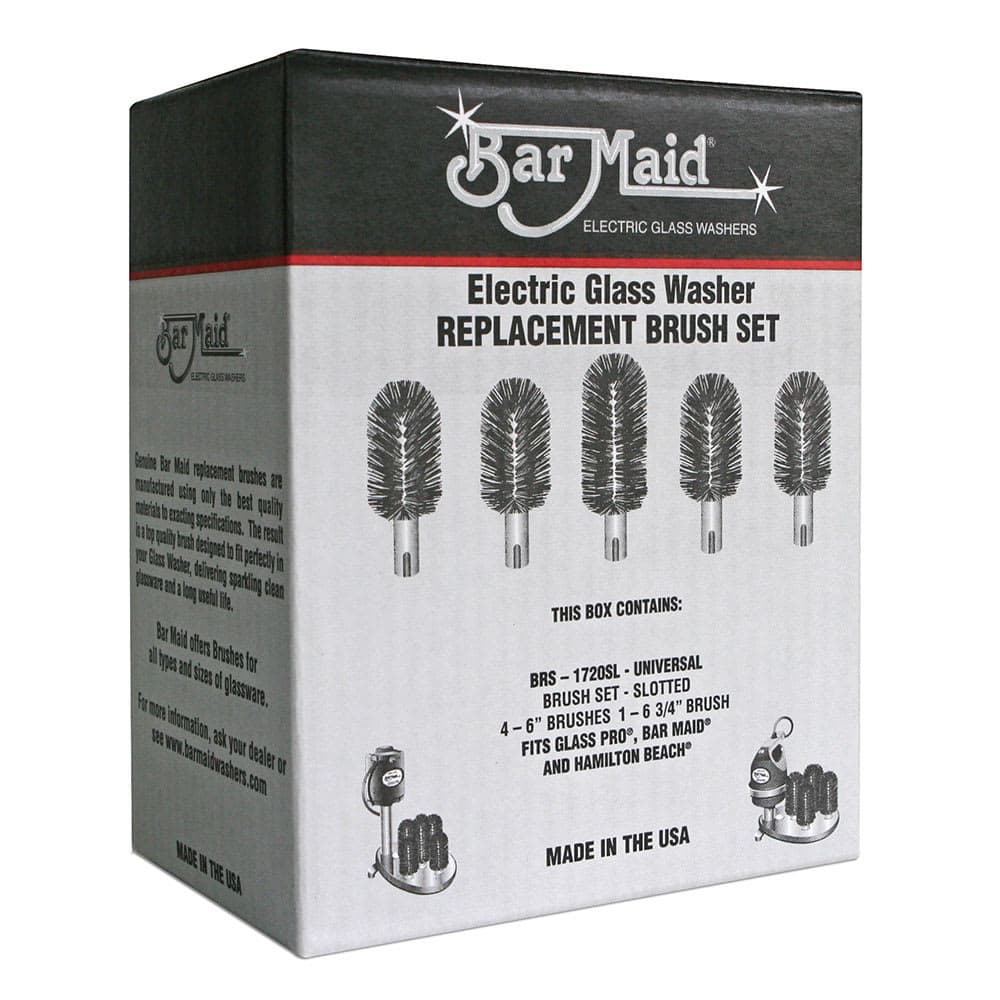 Bar Maid BRS-1720SL Glass Washer Universal Replacement Slotted Brush Set, 5 Pc.