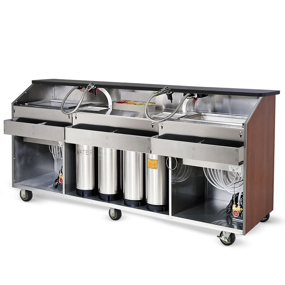 FWE BBC-8 L2 96"L Portable Bar w/ 60 lb Ice Bin, Buka Bark