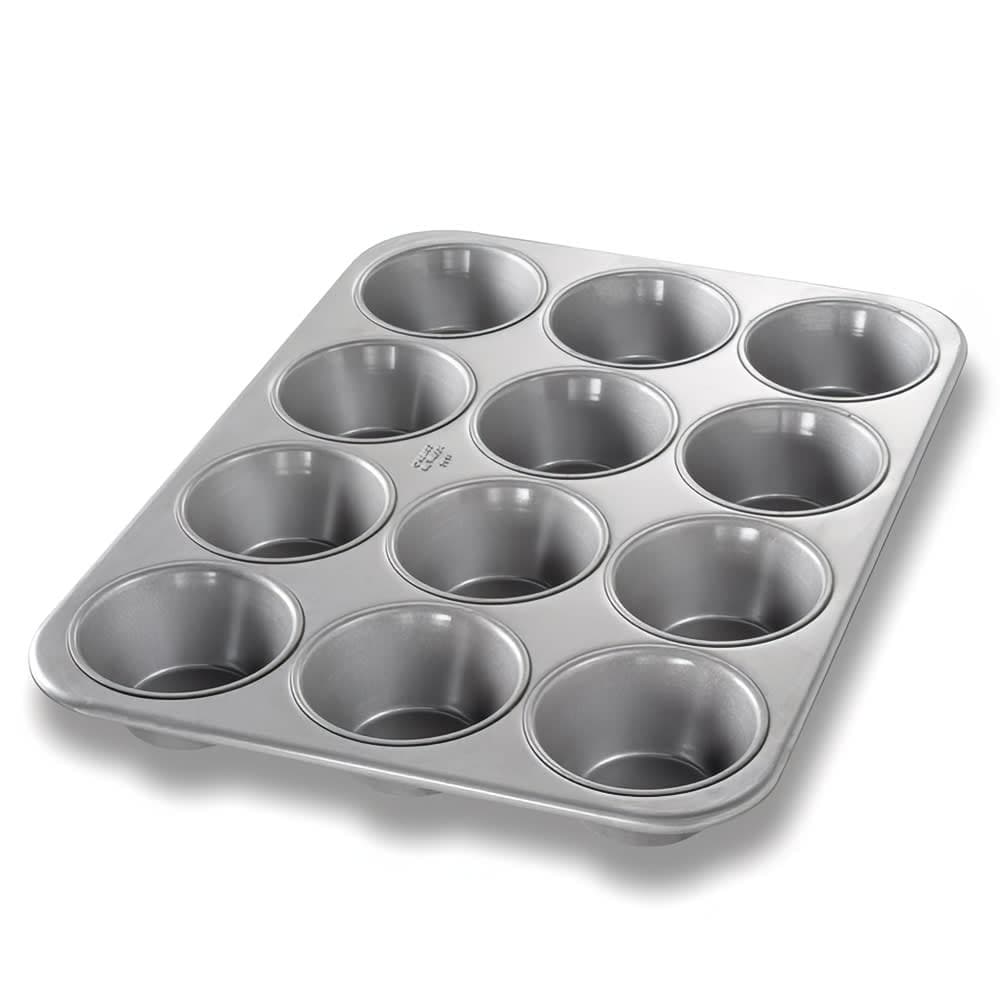 Chicago Metallic Muffin/Pecan Roll Pan, Makes (12) 3 11/16" Muffins, AMERICOAT Glazed 26 ga Aluminized Steel (43695)