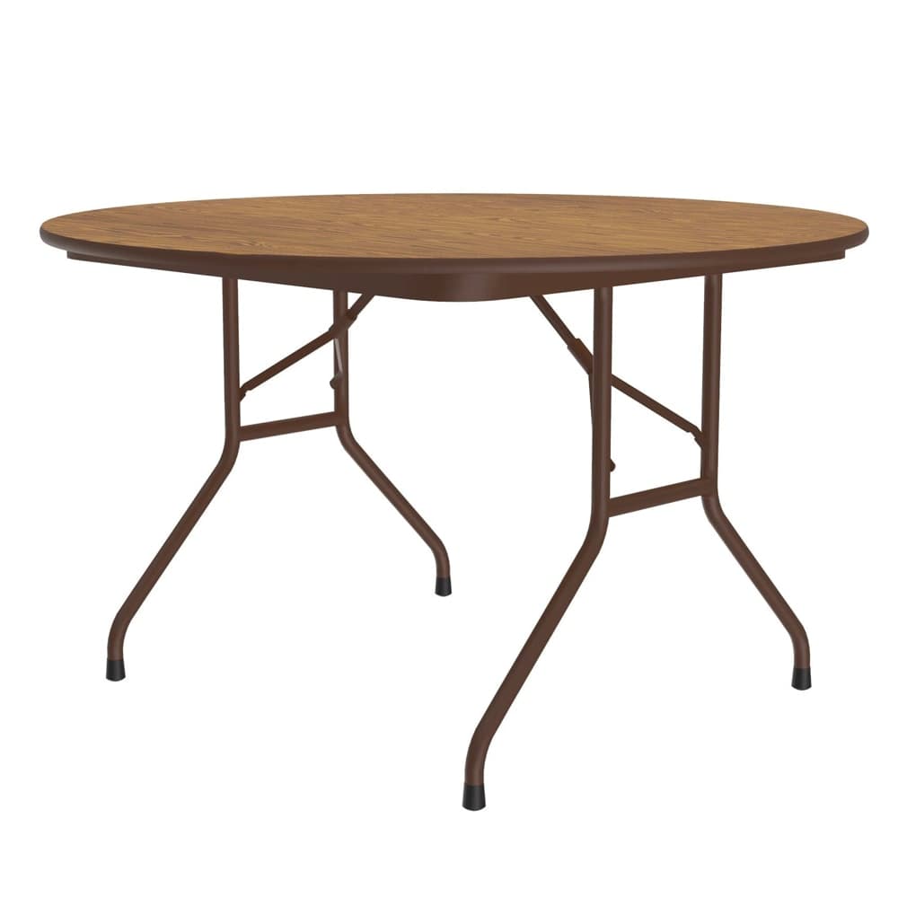 Correll 48" Round Folding Table w/ Medium Oak Melamine Top, 29"H (CF48MR-06)