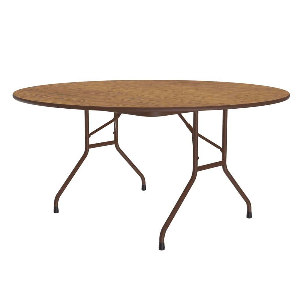 Correll 60" Round Folding Table w/ Medium Oak Plywood Top, 29"H (PC60P-06)
