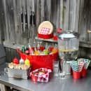 Tablecraft 100125 7 3/4" Wrapped Straws - Paper, Red Striped thumbnail 4