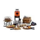 Tablecraft 10074 Cutlery Holder - 5 1/4"L x 5 1/4"W x 6"H, Acacia Wood/Metal thumbnail 2