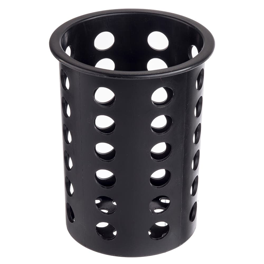 Tablecraft 1010401 4 3/8" Round Flatware Cylinder - 5 1/2"H, Polypropylene, Black