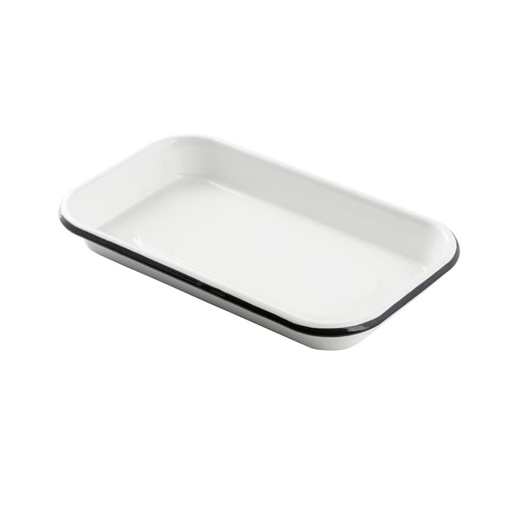 Tablecraft 10349 10" x 6" Rectangular Sheet Pan - Porcelain, White